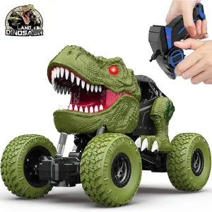 X-MTS04 Remote Control Dinosaur Car for Kids Boys, 2.4Ghz All Terrain Remote Control Dinosaur Truck with Light, Rechargeable 4WD Off Road RC Car Toys for Kids 3 4 5 6 7 8-12 Year Old Boys Girls Birthday Gift