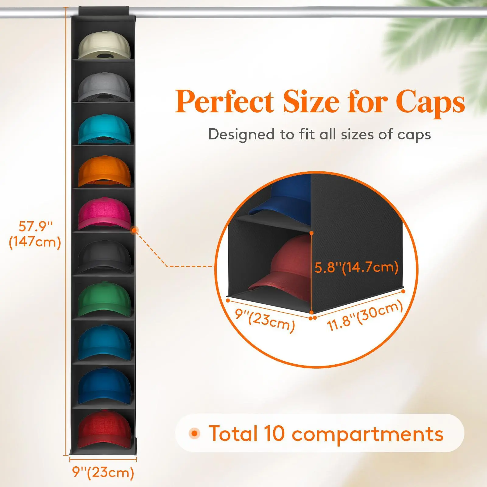 Rod Hanger – 10 Compartments – Black