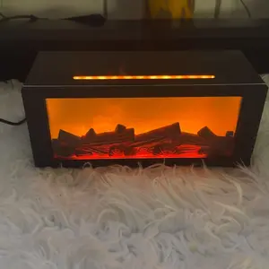 Colorful Flame Fireplace Aroma Diffuser 300ml Waterless Auto-Off Air Humidifier with Timer Remote Control for Home Bedroom Gift auto-off protection bourbon  humidifier home fragrance