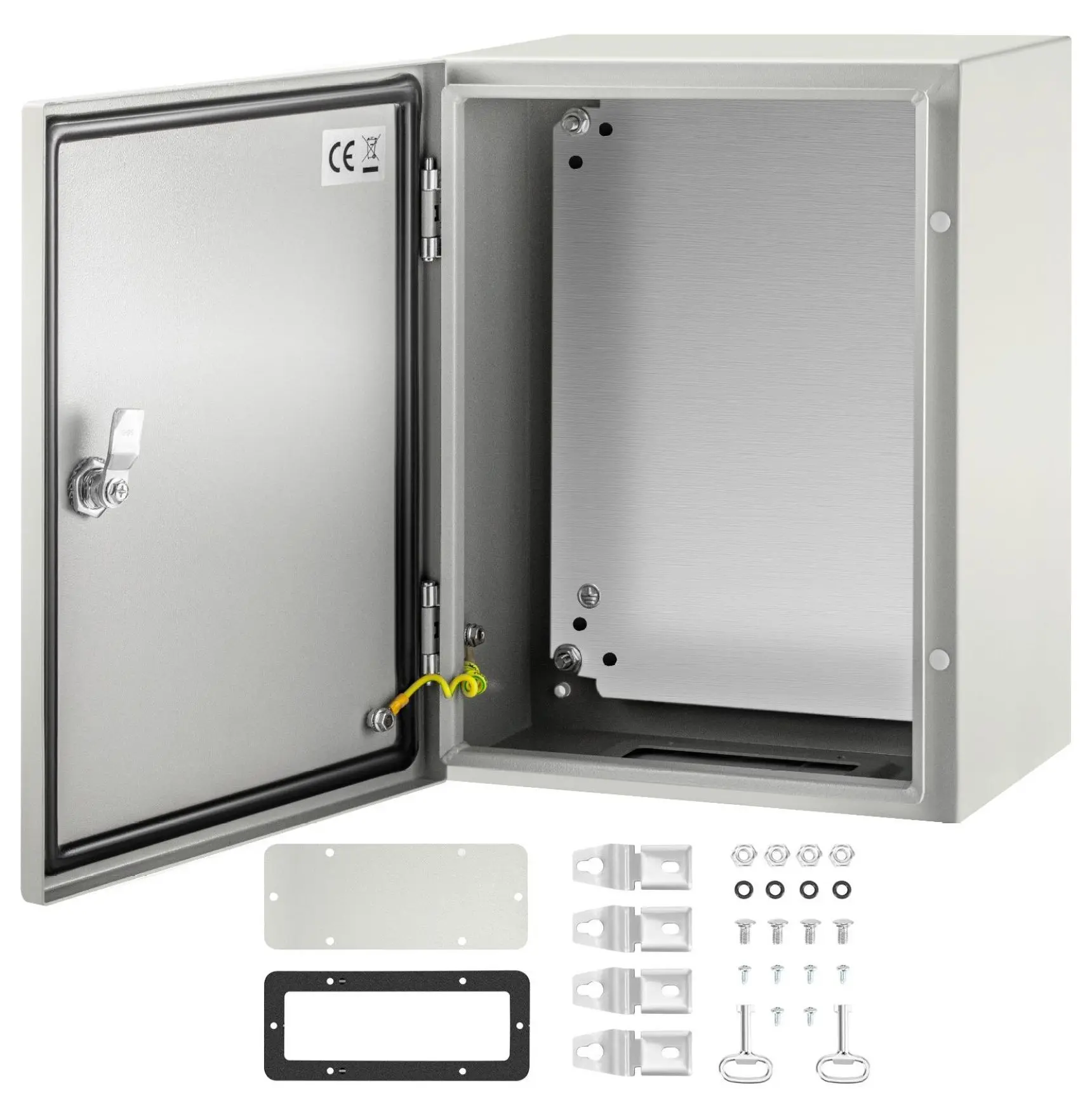 NEMA 4X Steel Electrical Enclosure 16x12x8 Inch, IP66 Waterproof Box with Mounting Plate, Indoor Outdoor Industrial Control Panel Default