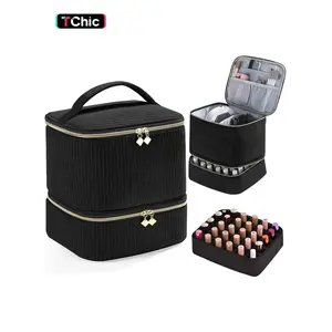 Nail Polish Organiser, Double Quilted Nail Polish Storage Bag, Gel Nail Polish Carrying Case, Holds 30 Bottles of Nail Polish and Nail Polish Lamp, Portable Nail Polish Nail Kit Supplies Organiser, Makeup Storage Bag, Makeup Organizer, Cosmetics Organizer