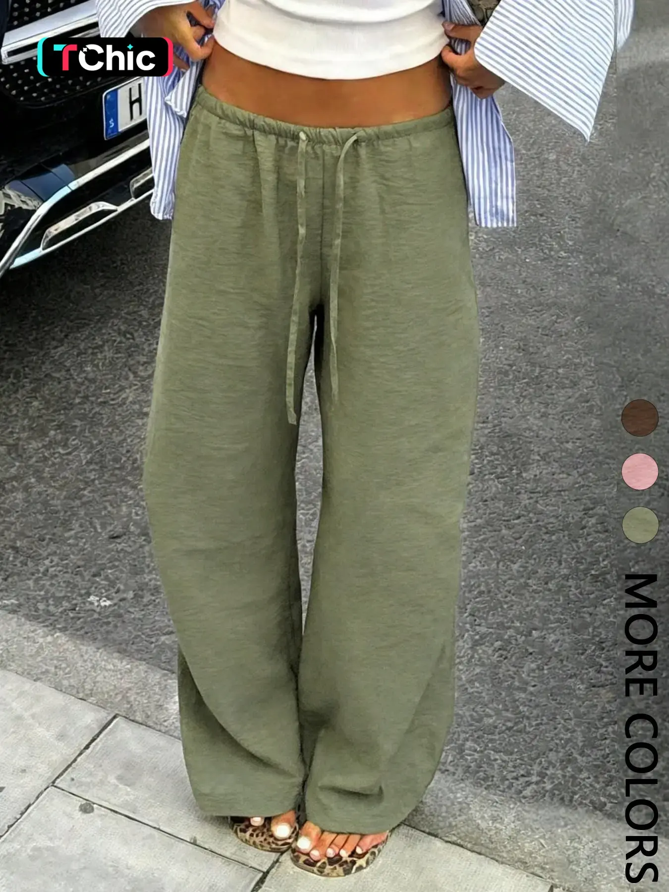 Women's Drawstring Waist Pleated Texture Wide Leg Casual Long Pants, All Purpose Pants, Summer Thin Style, Comfortable and Stylish Bottoms for Daily Wear, Boho Casual Trousers