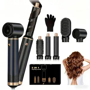 Negative Ion 5-in-1 Hair Styler | Hot Air Brush for Fast Blow Dry, Curl, Straighten & Volumize | 3 Temp Settings | Detachable Heads | Best Gift for Women curling irons curling iron automatic curling iron hair curler plancha de cabello hair straighteners