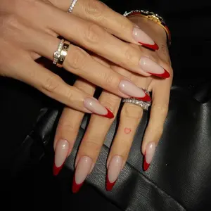 Classic French Edge Water Drop Nail Tips, Full Coverage False Nails, Includes Jelly Glue and File, Enhance Your Elegance, Elegance Enhancer, Nail Tips Kit