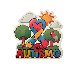 Autism-Themed 4-in Durable Laminated Stickers, Heart and Sun Design, Outdoor Decor for Personalizing Outdoor Spaces