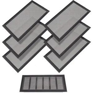 Floor Vent Covers Rectangle Air Vent Screen Cover  PVC Vent Mesh Floor Register Cover Plastic Vent Screen for Wall Ceiling Floor Catch Debris Hair  (Black, 8 x 15.5 Inch)