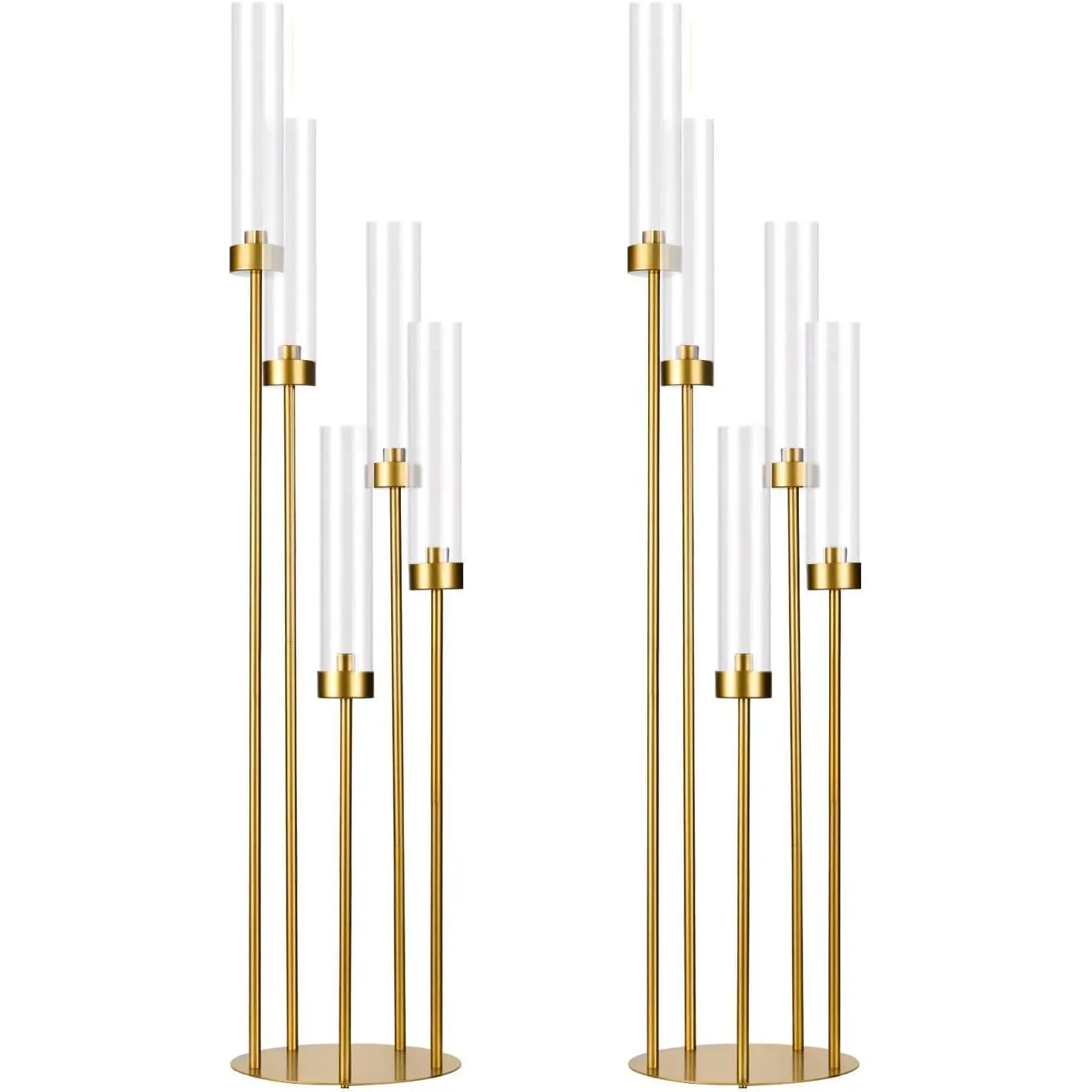 2 count  Floor Candelabra,5 Arm Candle Holder Tall Floor Candle Holder with  Lampshade for Wedding Table Birthday Party  Decoration Fit LED Taper Candles
