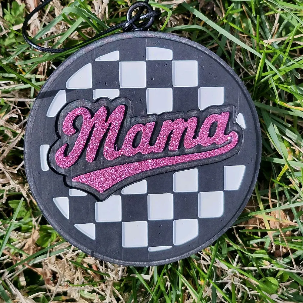 Mama Checkered Car Freshie.  Hang From Your Rear View Mirror.