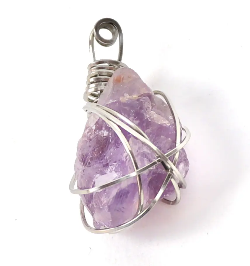 Couture Crystalz - Go Deep - 100% Sterling Silver Wrapped Amethyst Crystal Pendant Necklace