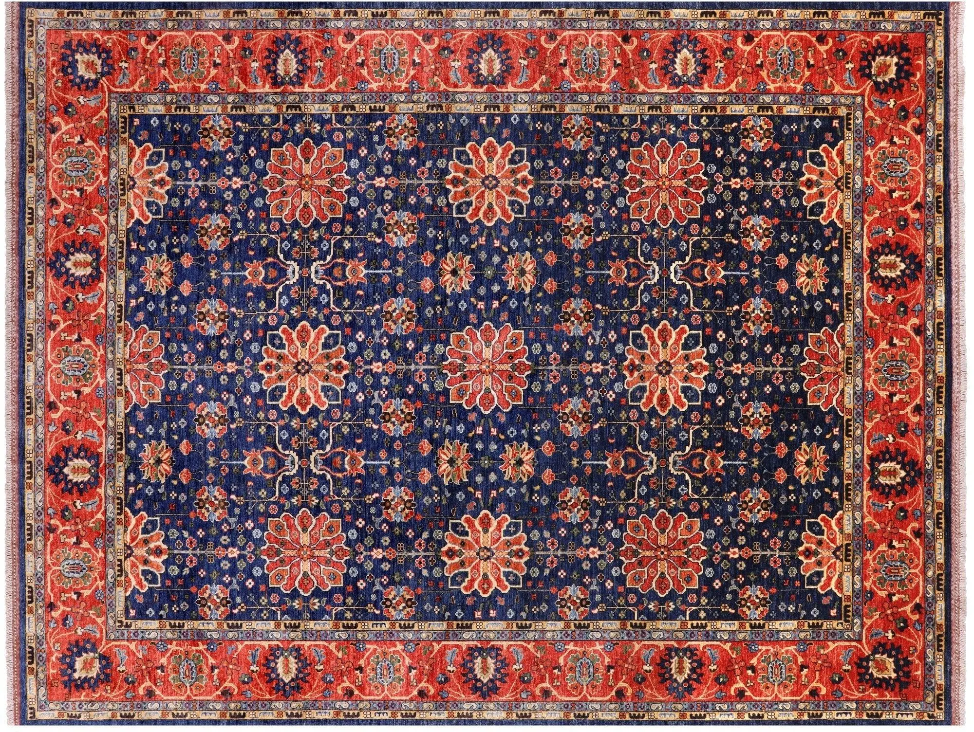SUPER SALE Blue 9' 0" X 11' 5" Handmade Persian Fine Serapi Wool Rug - Q9553