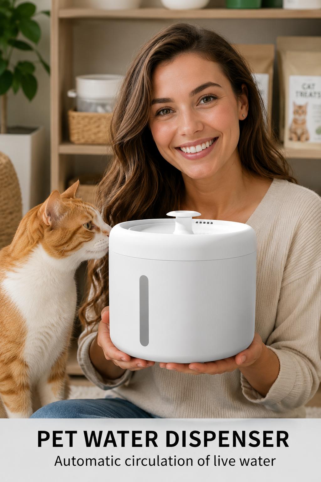 Smart Pet Water Fountain, 2L Circulating Flowing Water Dispenser with 4-Stage RAM Filtration, Silent Pump, Stainless Steel Tray, Spill-Proof Bowl, Hydration Boost Pet Feeding Accessory for Cats & Dogs