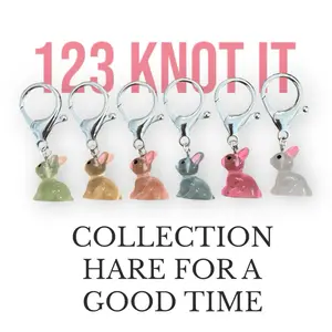 Hare For A Good Time- GLOW IN THE DARK - set of 6 large clasp stitch markers for crocheting