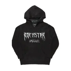Andreas Black Graphic Knit Hoodie