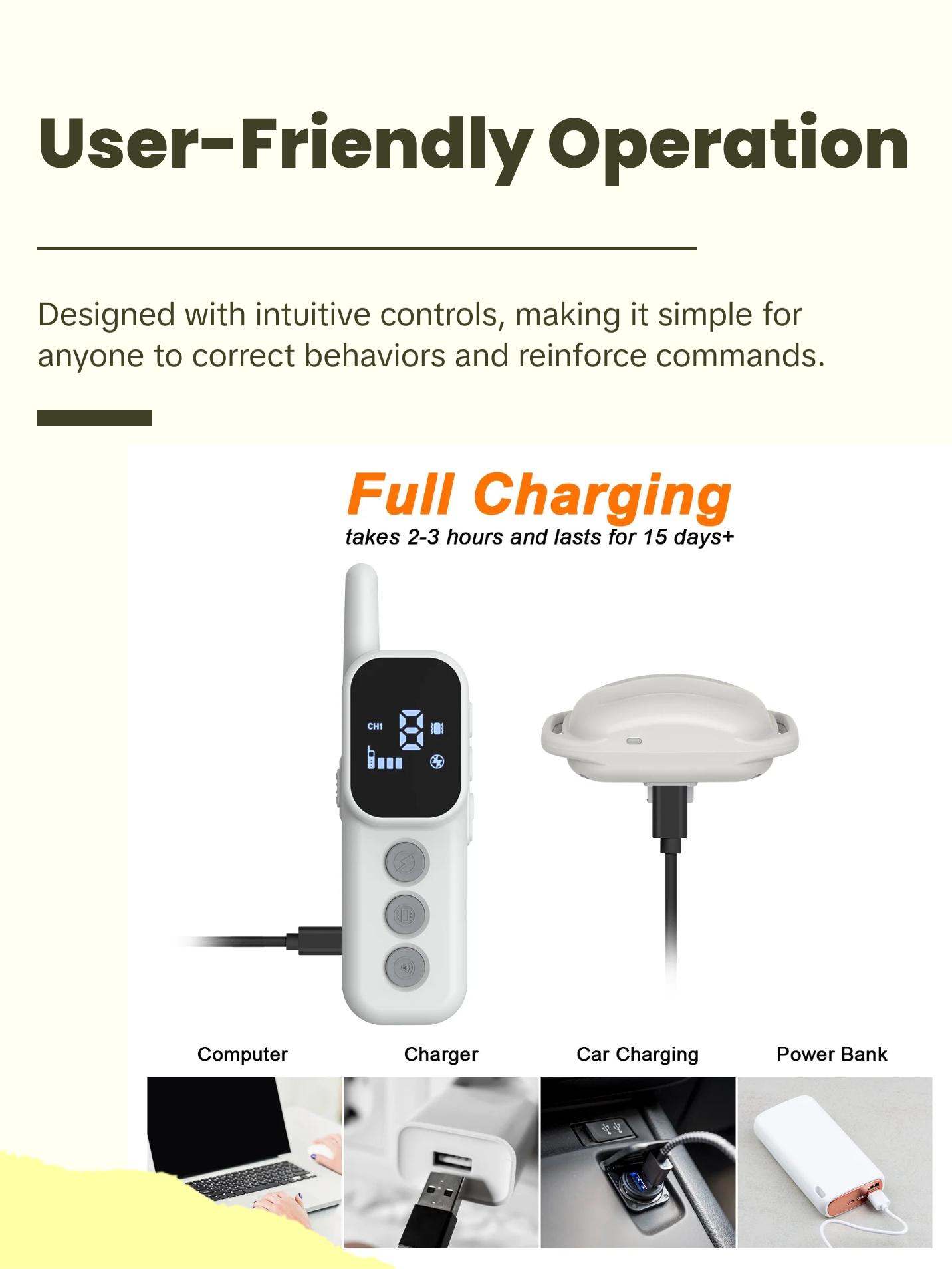 Dog Shock Collar, Dog Training Collar with Remote, Shock Collar for Dogs with Beep, Vibration, Safe Shock, Rechargeable Waterproof Dog Collar for Small Medium Large Dogs