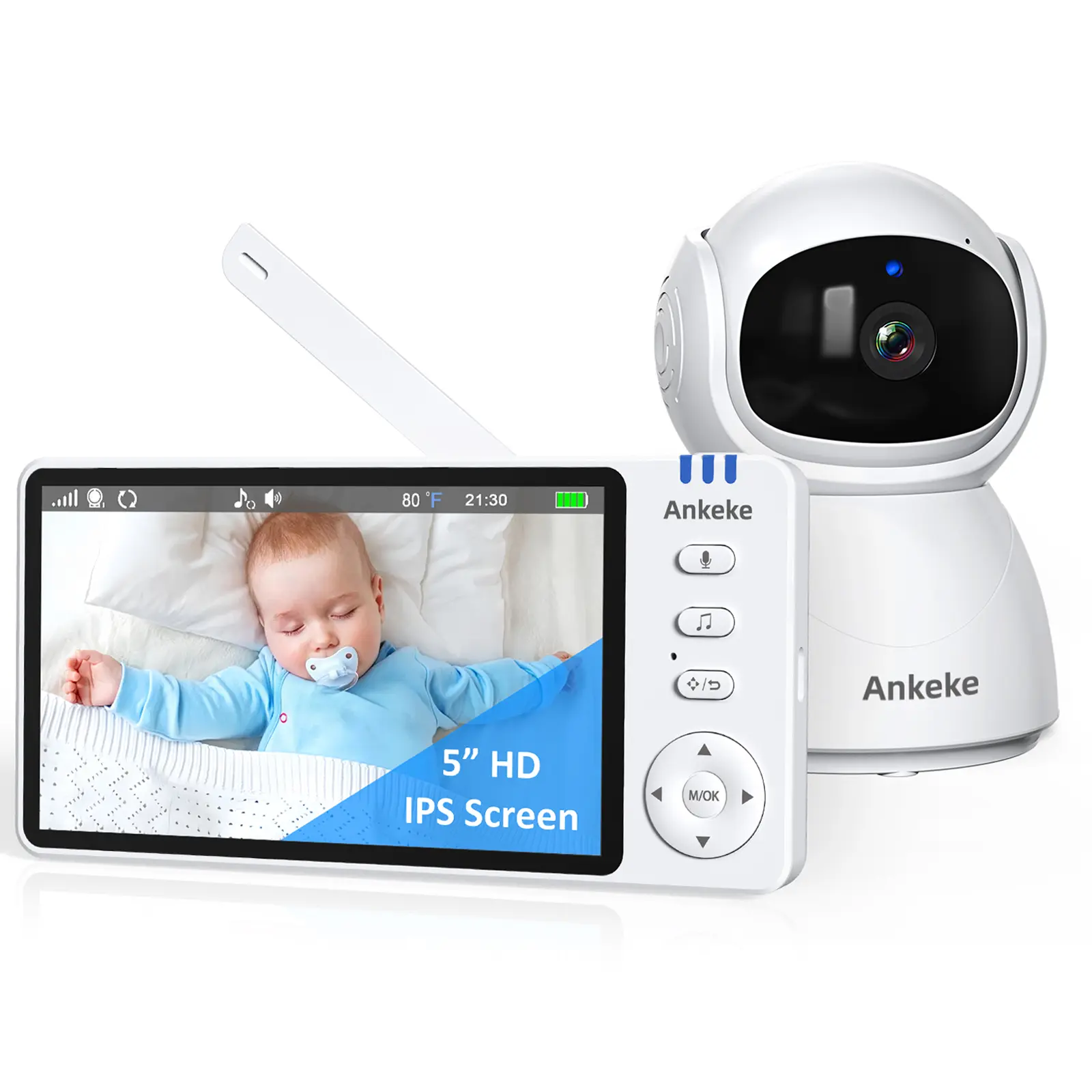 5"HD Video Baby Monitor with Camera and Audio, No WiFi Hack-Proof Privacy, Pan-Tilt-Zoom, 100-Hour VOX Battery Life, 1000ft Range, Night Vision, Temperature & Cry Alerts