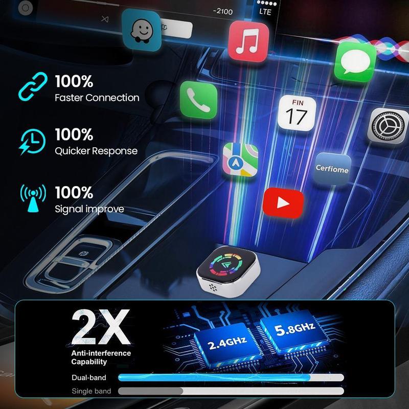 2026 Wireless CarPlay Adapter for iPhone & Android – Plug & Play, Fast Auto-Reconnect, No Delay