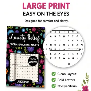 Calm & Focus Word Search Notebook for Adults 1200+ Words Large Print Anxiety Relief Reduce Stress Boost Concentration Enhance Mood Relax Unwind steno pad