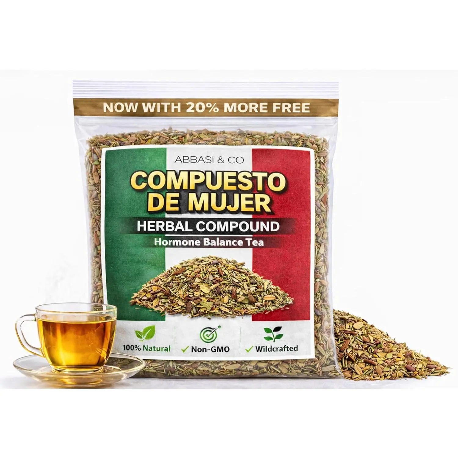 Té de Mujer (Women’s Herbal Tea) Hormone Balance tea Traditional Loose Leaf Botanical Blend – Menstrual Cycle Support Menopause Support Caffeine-Free Herbal Infusion with Soursop, Calendula, Fennel & Lemon Balm