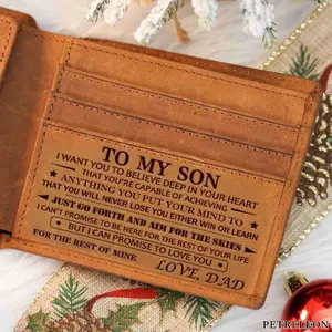 GJJ-Ship within 24 hours Easter gifts for mom to son, wallets for son, graduation gifts for adult son, mother and son gifts, mens leather wallets, mens RFID bifold wallets, teen boy gifts, unique gifts for men