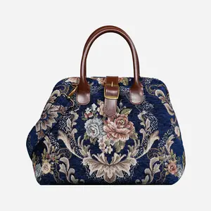 Floral Blue Carpet Handbag Purse