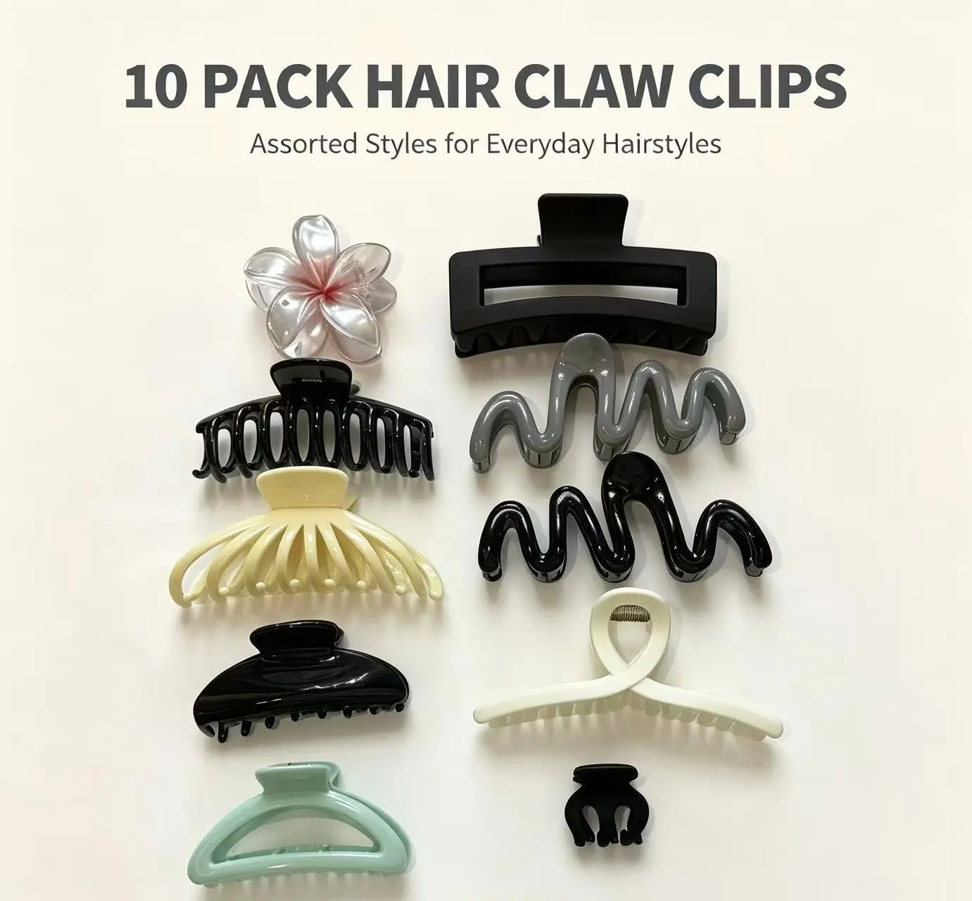 10-Piece Bend-Resistant ABS Hair Clip Set for Women, Solid Color Flat Oval Hairpins, Basic Clips for Casual and Business Wear, Anniversary, Female, Birthday, Daily, Plain, Accessories For Women, Hair Tools, Hair Accessories