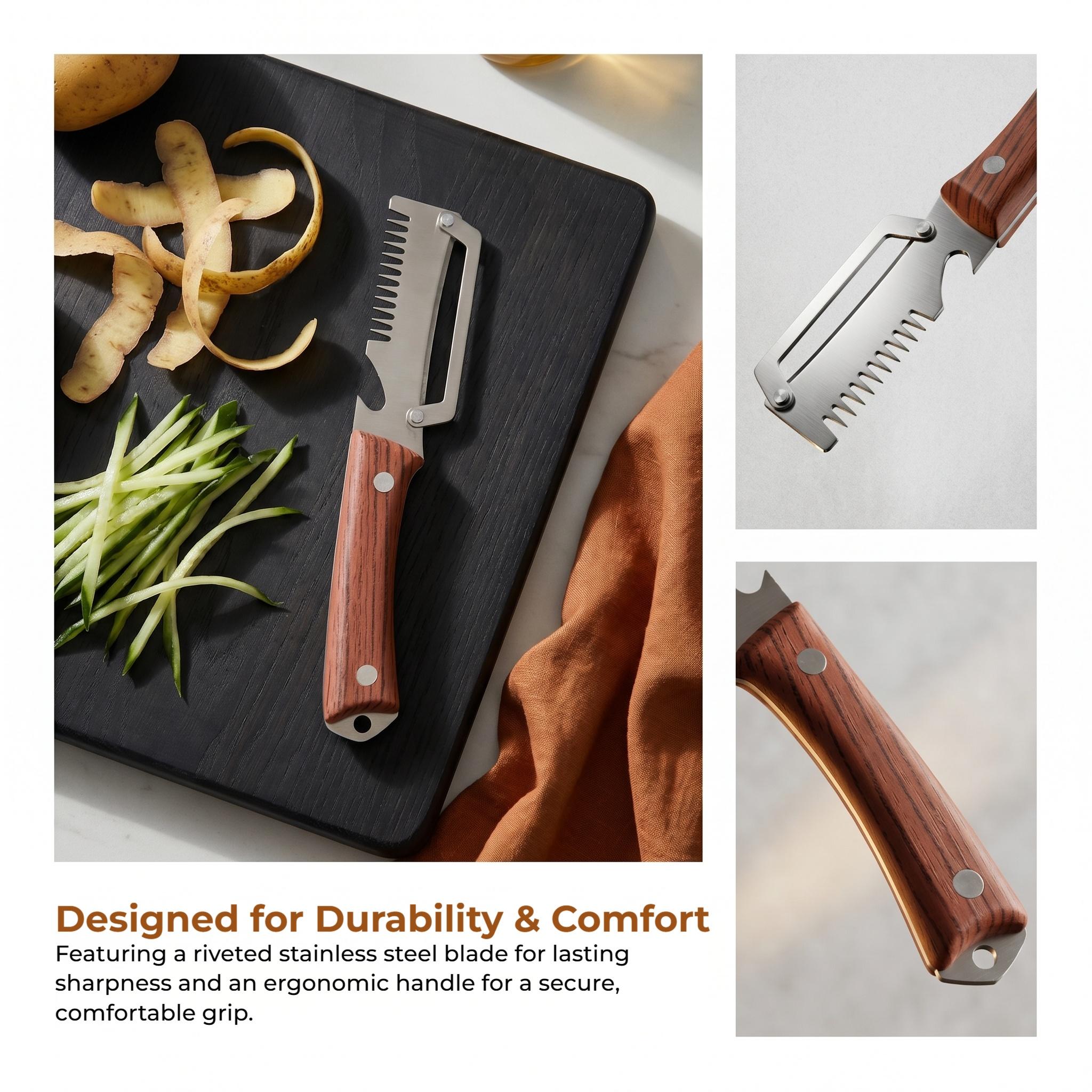 2 Pcs Premium 3-in-1 Kitchen Peeler, Heavy Duty Stainless Steel Multi-Tool, Ultra Sharp Vegetable Peeler Julienne Shredder with Bottle Opener, Durable Kitchen Gadget - YY