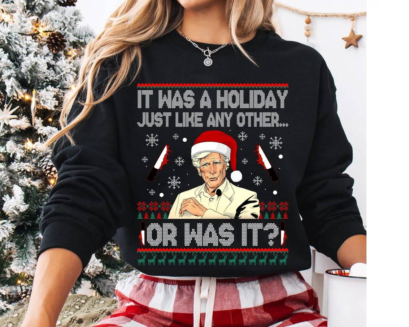 Keith Morrison True Crime Ugly Christmas Shirt, Funny Christmas It Was a Holiday Just Like Any Other Sweatshirt, Movie Ugly Xmas Sweater