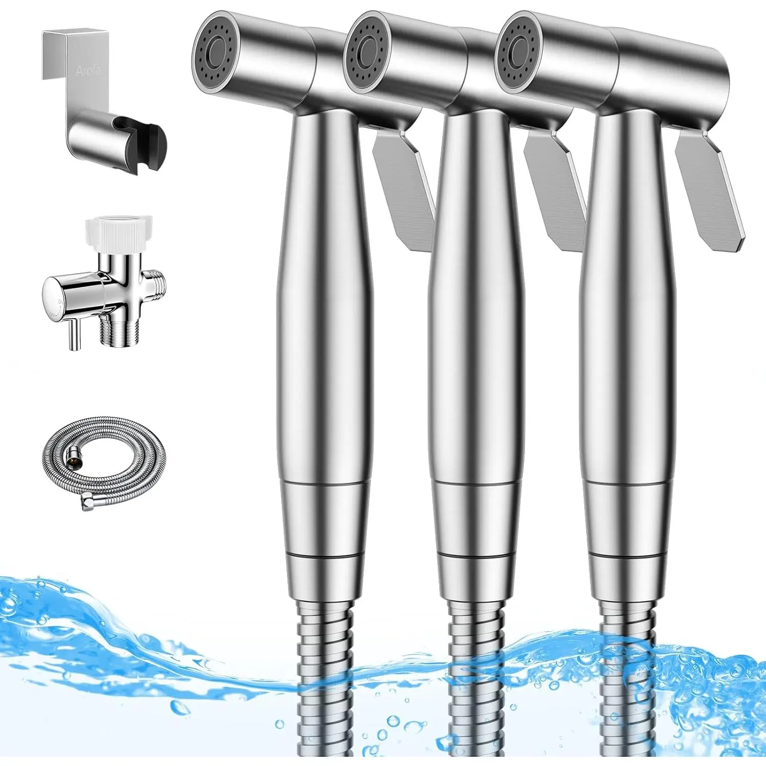 Handheld Bidet Sprayer for Toilet, 7/8" Stainless Steel Adjustable Pressure Bidet Faucet Diaper Sprayer Set with Hose Attachment for Bathroom