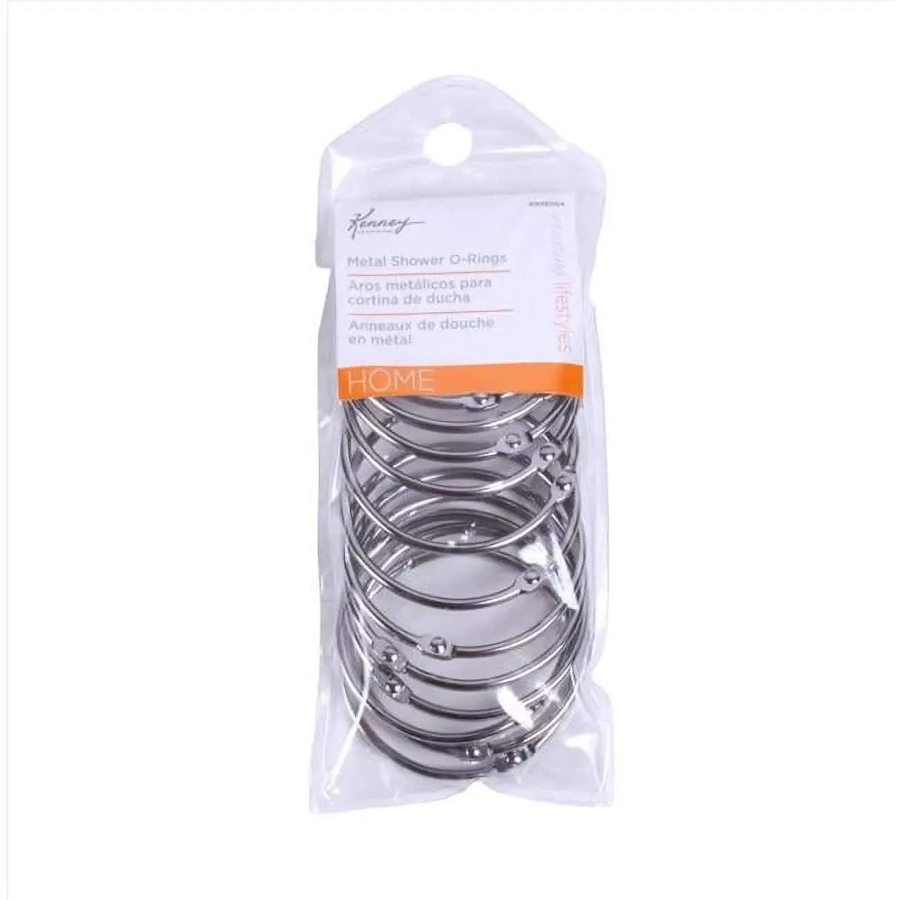 Kenney Chrome-Silver Steel Shower Curtain Ring Set - 12-Pack, 6.7 Inches, Indoor Use, Easy Installation, Effortlessly Slides onto Shower Rod