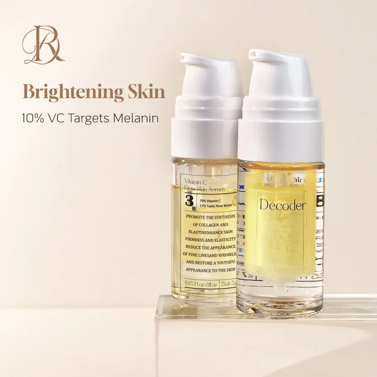 Decoder 10% Vitamin C Dual-Chamber Serum 30ml - Radiant Brightening & Dark Spot Corrector Anti-Aging Moisturizer with Niacinamide & Rose Water