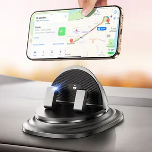 Car Phone Holder Mount, Dashboard Cell Phone Holder Car, with 360°&23.5° Rotation, [Adjustable Spring Design] Non-Slip Navigation Adjustable Car Phone Mount, Compatible with Smartphones Black