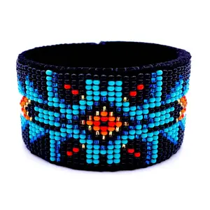 Black Native Leather Cuff Bracelet
