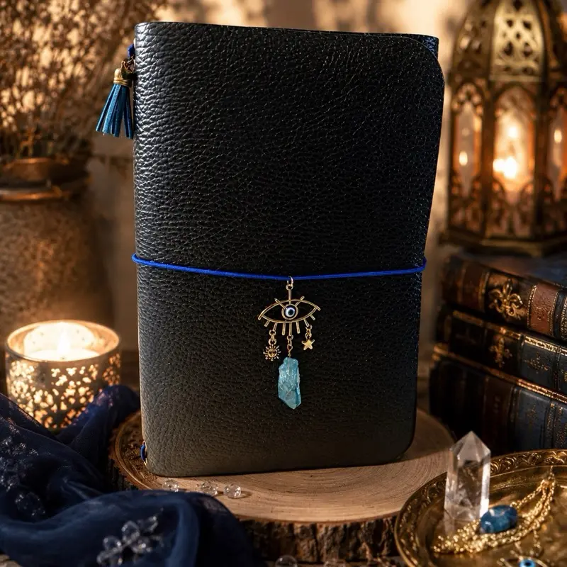 A5 “Celestial Guardian” leather journal