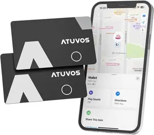 ATUVOS Wallet Tracker Card Ultra-Thin 1.6mm, Smart Air Tag Bluetooth Tracker Works with Apple Find My (iOS Only), Item Finder Tag for Luggage, Passports, 3-Year Battery Life, IP67 Waterproof, 2 Pack