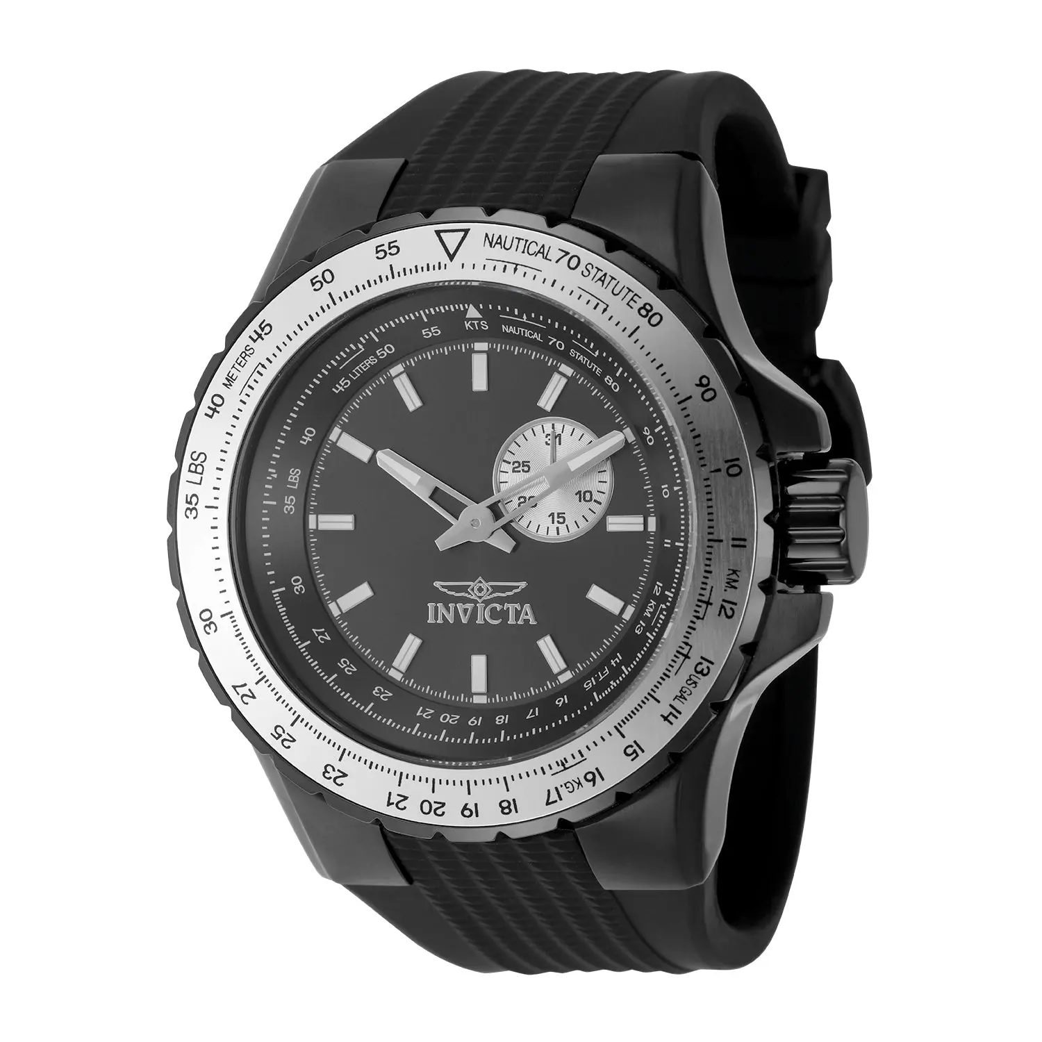 Invicta Men's 50mm Aviator Quartz Date Subdial Textured Silicone Strap Watch