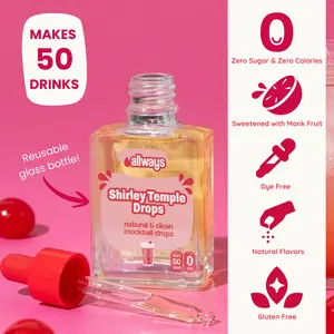 Allways Drops Shirley Temple Water Flavor Enhancer | Zero Sugar Cherry Citrus Mocktail Drops | Naturally Sweetened Drink Flavoring for Water Sparkling Water and Mocktails