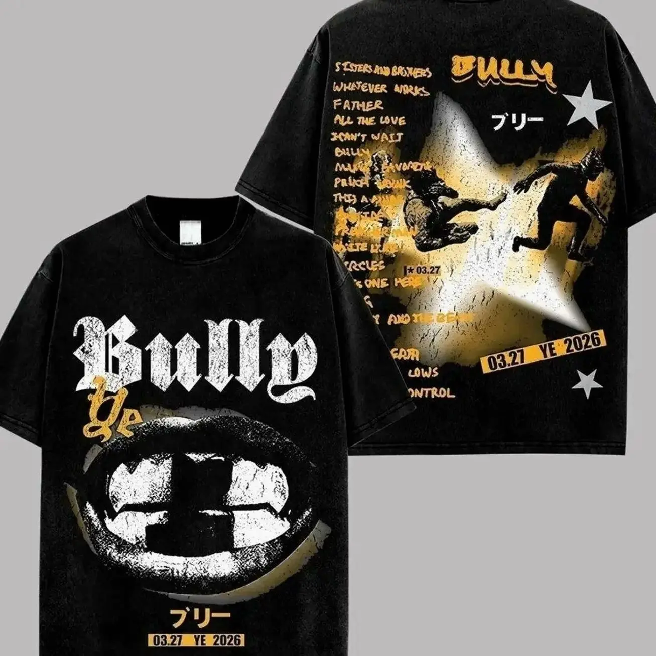Bully Album 2026 Premium Washed Cotton T-Shirt (Made In US), Ye Rap Graphic Tee, Hip Hop Streetwear Shirt, Urban Music Album Design Tee, Vintage Rap Merch, Unisex Fan Gift 7SG