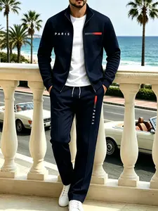 New Men’s Two-Piece Set – 3D Printed Paris Sportswear Jacket & Pants | Ideal for fitness, streetwear, and everyday wear