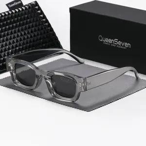 QueenSeven unisex square frame sunglasses, European and American hip-hop punk polarized sunglasses, polarized shades UV400