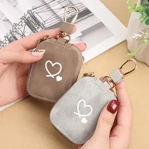 Heart Pattern Portable Earphone Box Protective Storage Bag with Keychain, Fits AirPods 1/2 and AirPods 3/pro/pro2/pro3, Headphone Accessories