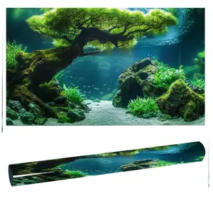 A high-definition printing, three-dimensional design, simulation of natural waters, coral reef underwater world, tropical rain forest, rock cliffs, deep sea blue, river ecological theme background painting, PVC material directly attached to the outside of