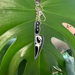 Scream Ghostface Knife Keychain, Halloween Bag Charm, Spooky Bag Accessory