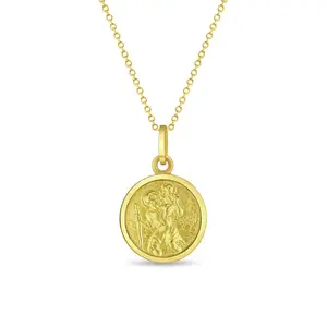 Saint Christopher Guardian Medal 13mm Toddler/Kids Necklace Religious - 14k Gold Over Sterling Silver
