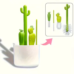 1set, Cactus Cleaning Brush Set for Cup And Straws, Multipurpose Kitchen Cleaning Brush, No Dead Corner, for Water Bottle, Tea Cup, Groove, Cleaning Supplies, Cleaning Tool, Cup Brush, Bottle Cleaning Brush, Stain Removal Brush, Cup Lid Brush