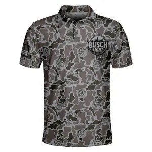 Busch Light Camo Polo Shirt – Men’s Outdoor Beer-Inspired Top, Fun Graphics, Wardrobe Staple, For Any Season