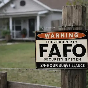 [Aluminum plate signboard] Security System Warning Sign - Rustic Vintage Security Sign 8x12 Inch, Funny Surveillance Detection Deterrence for Indoor/Outdoor Wall-Mounted System, Humorous Warning Plaque for Home/Office Decor