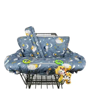 Shopping cart Cover, cart Cover for Babies, Padded high Chair Cover, Split Reversible seat Cushion, Cell Phone Pouch, Collection Pocket, Neutral for boy or Girl