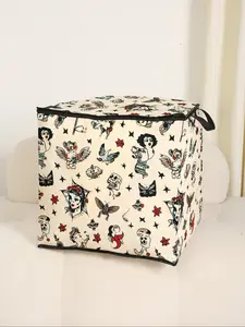 Eagle & Woman Print Blanket Storage Bag, Cute Practical Kids Bedding Organizer, Stuffed Animal Storage, Durable Material with Handle, Perfect for Home Use, Space Saving Bags