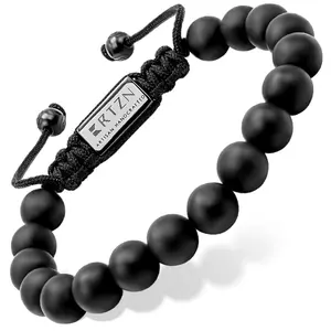 RTZN Men's Black Onyx Beaded Bracelet - Adjustable