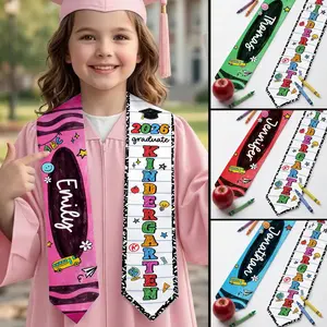 Personalized Kid Graduation Stole, Custom Crayon Kindergarten Grad Stole, Class Of 2026 Sash, Custom Graduation Gift for Daughter Son